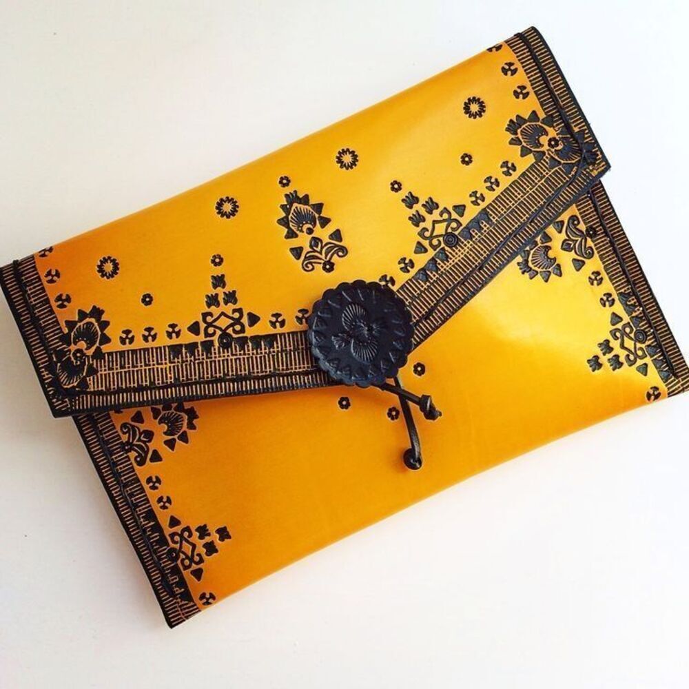austerbags Handmade and hand-painted Sofia mustard